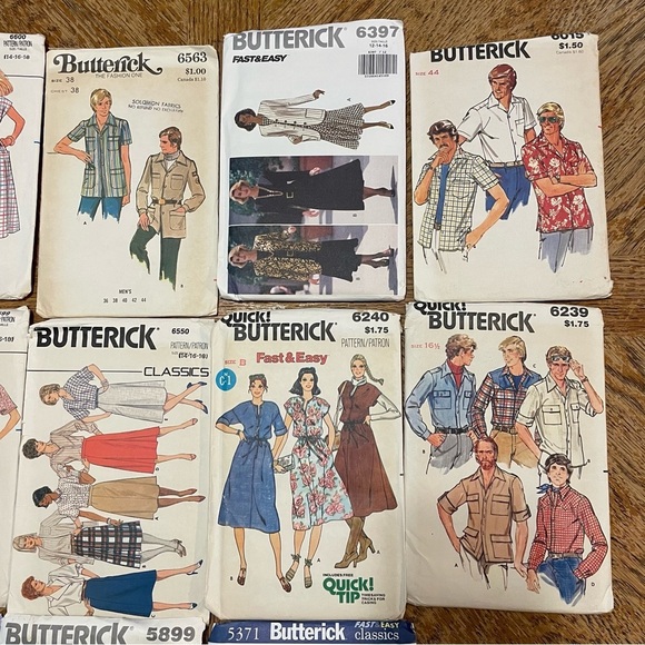 Lot Of 13 Butterick Vintage Sewing Patterns Womens And Mens Clothing. - Picture 2 of 6